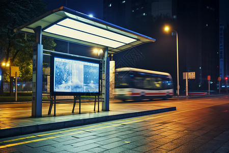 公共汽车站城市中的广告牌设计图片