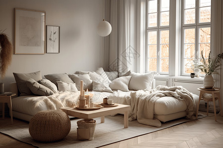 舒适温暖北欧风格的客厅图片