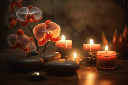 兰花蟹温馨的蜡烛花卉设计图片