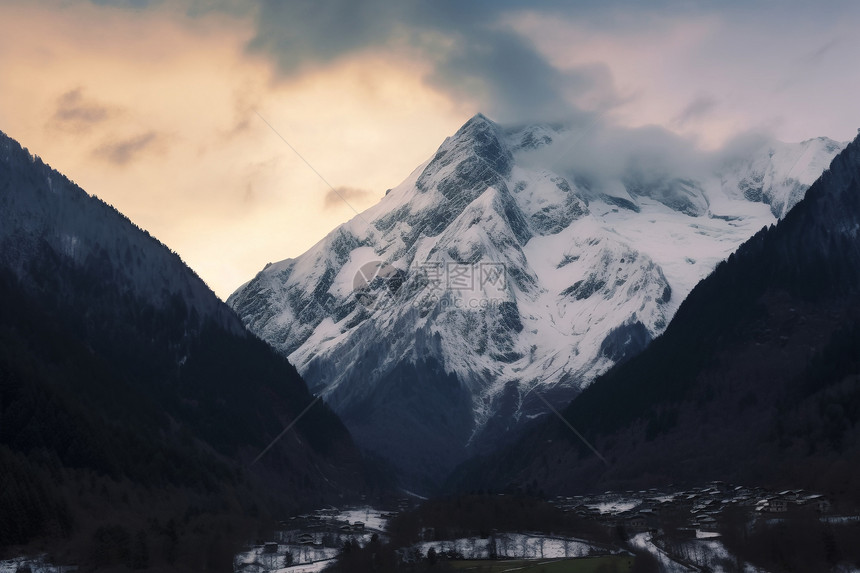 壮观美丽的雪山图片