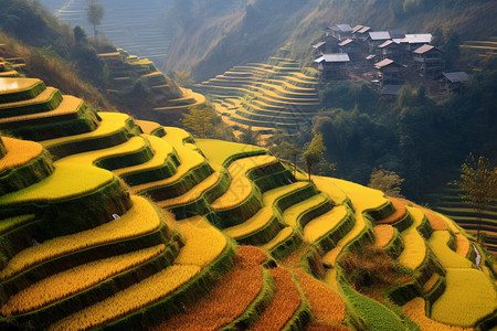美丽的梯田高山水稻高清图片