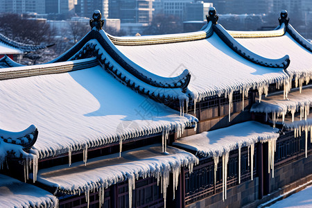 建筑上的冰挂背景图片