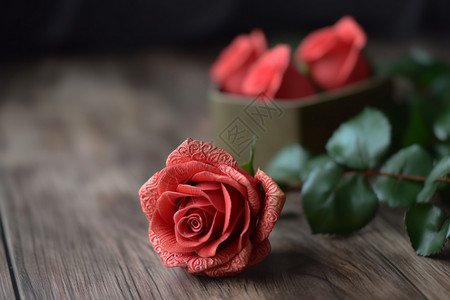 桌子上的美丽玫瑰花背景图片