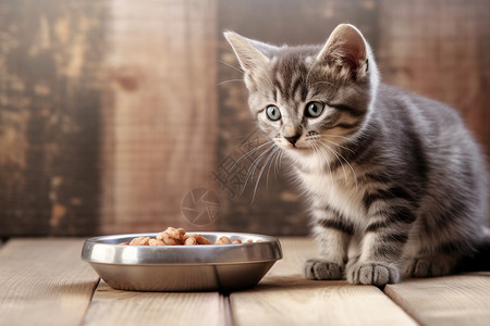 可爱的小猫和猫粮图片