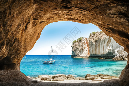 地中海风景油画欧洲意大利撒丁岛旅行风景背景