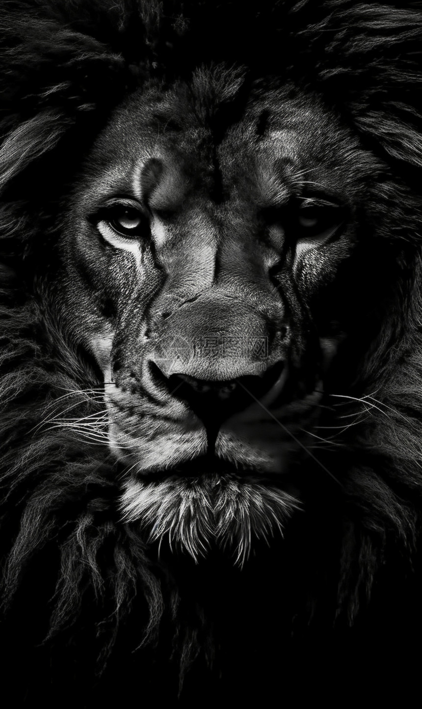黑白动物肖像狮子图片