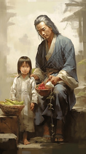 父亲和女儿背景图片
