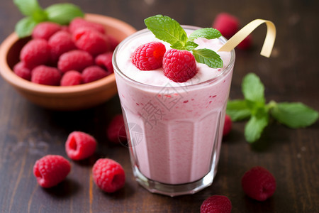 一杯健康树莓酸奶图片