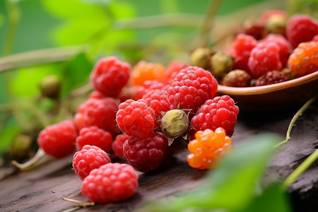 一碗红树莓红色的水果背景