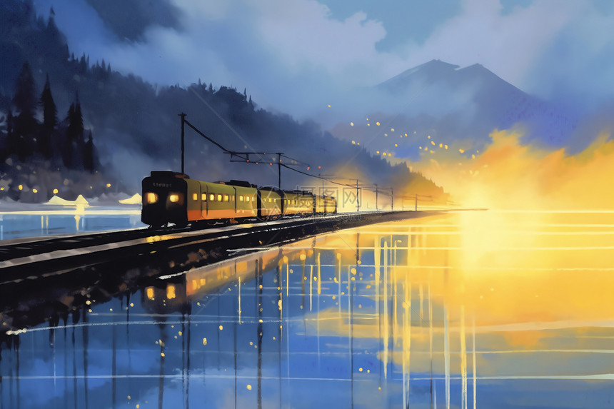 铁路运输插画图片