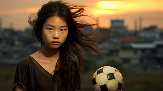 踢足球的女孩背景图片