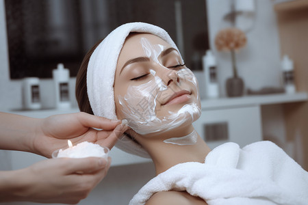 头spa做脸部护理的女人背景