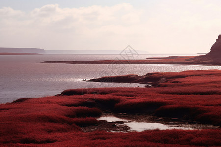 美丽的红色沿海景色图片
