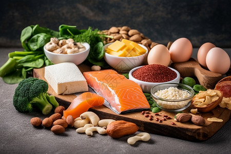 蛋白因子准备烹饪的健康食材背景