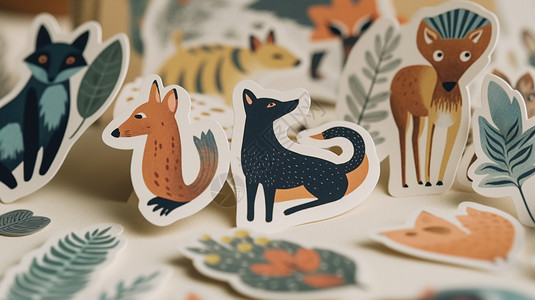 森林动物卡通贴纸图片