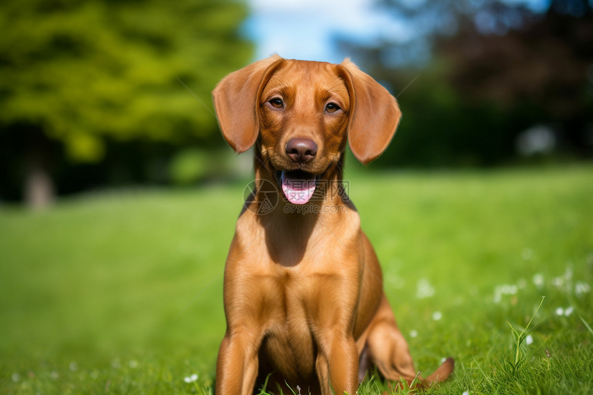 草地上的快乐小狗图片