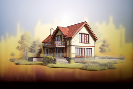 房屋设计图建筑师手绘自建房插画