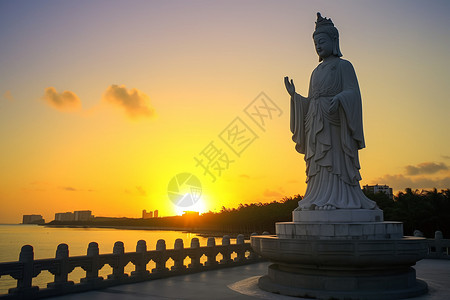 石雕栏杆湖边的景色背景