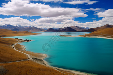 惹巴拉圣湖山南岗巴拉风景背景