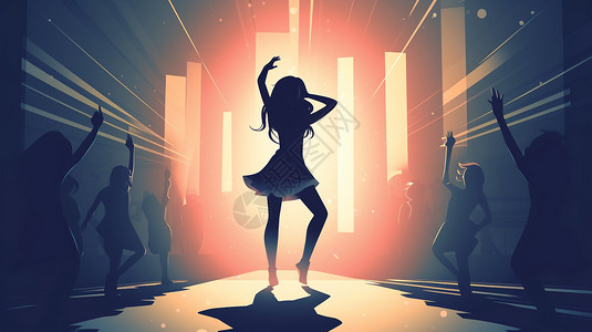 角色在舞台上跳舞的插图背景图片