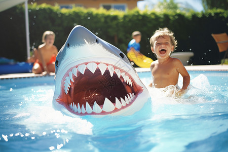 水池玩具孩子的鲨鱼玩具背景