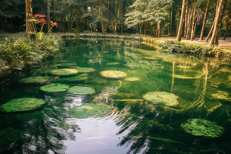 池水中的水生植物图片