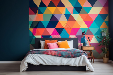 三角形板色彩鲜艳的卧室背景