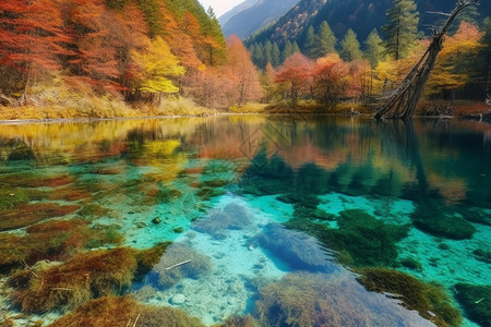 湖底河水里的植物背景