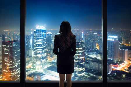 高层企业楼中的女性经理人背景图片