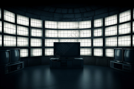 建筑空间中的电视机背景图片