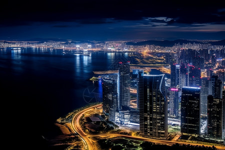 高速发展的现代城市夜景图片