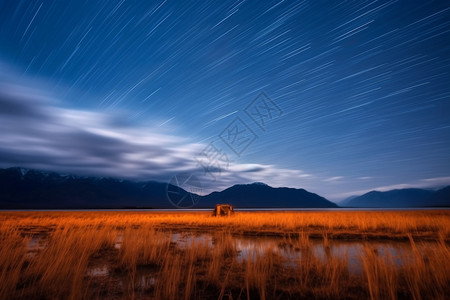 青海湖石碑美丽星空的自然景观设计图片