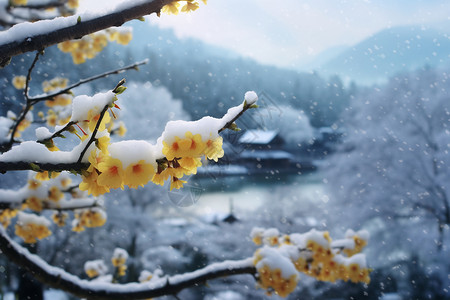 冬天的梅花背景图片