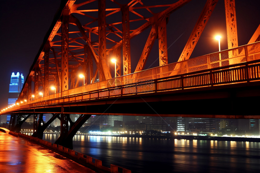 夜晚的外白渡桥图片