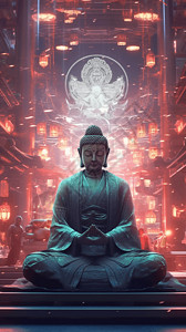 佛文化背景宗教佛像插画