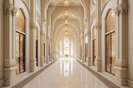 欧式拱门走廊图片
