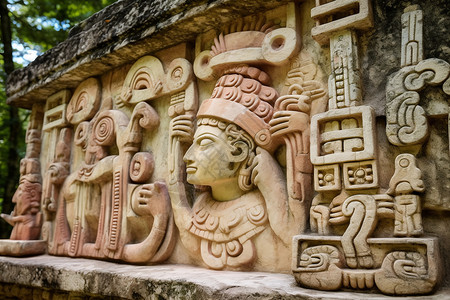 玛雅文明考古雕刻背景图片