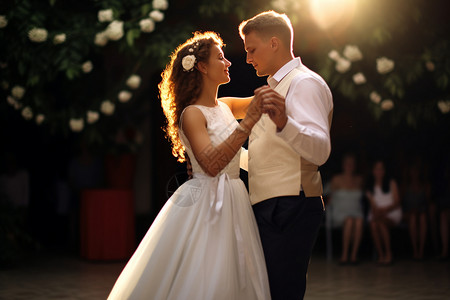 婚礼上跳舞的夫妇背景图片