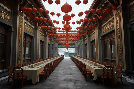 春节餐厅百年习俗餐饮背景