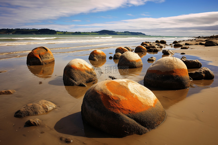 海滩的石头图片