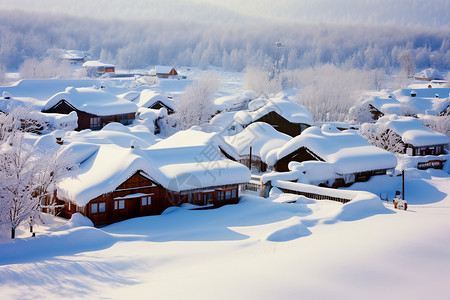 给你美丽冬季美丽的雪乡风景背景