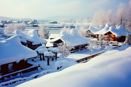 美丽的雪乡背景图片