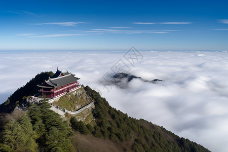 云海里的高山图片