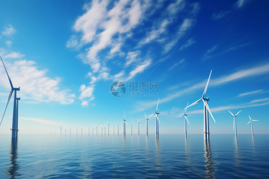 海上风电场的涡轮机图片