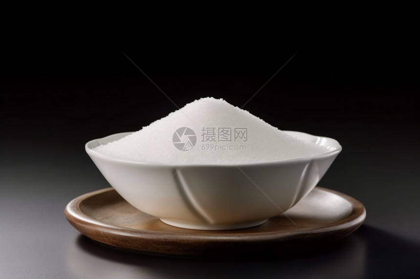 陶瓷碗中的白糖图片