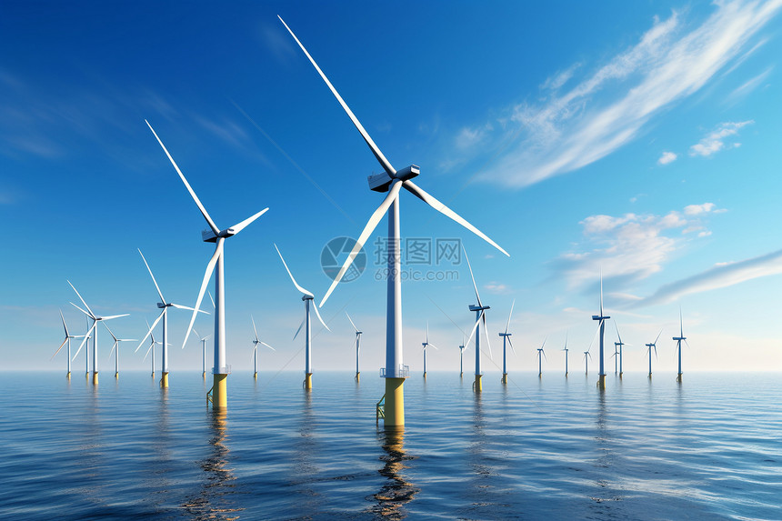 海上风力涡轮机的壮丽景观图片