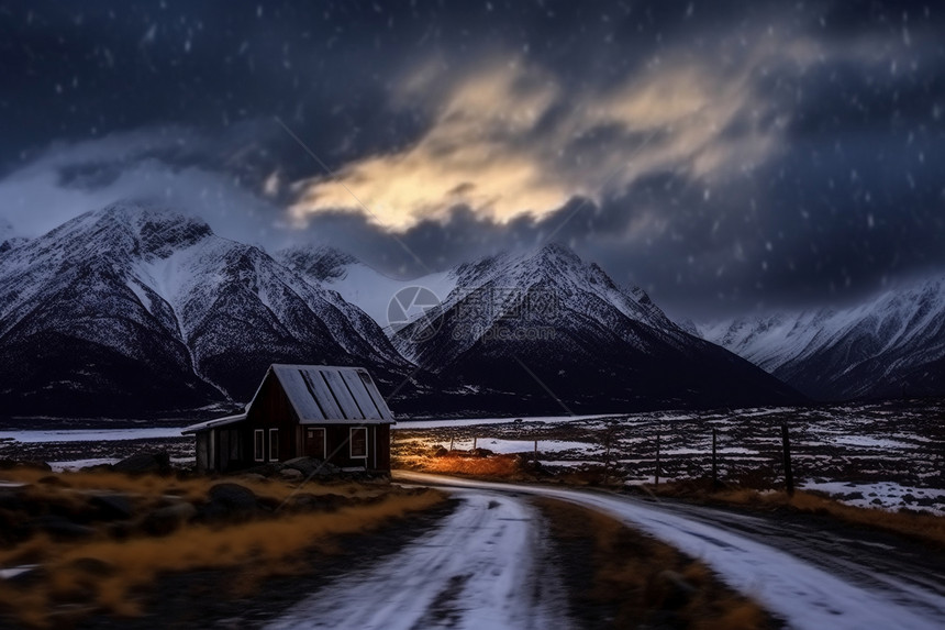 雪山的自然风景图片