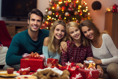 在家和家人庆祝圣诞节背景图片