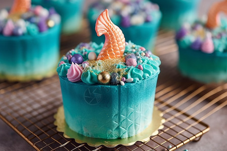 解暑甜品五颜六色的美人鱼蛋糕设计图片