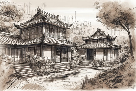 中国传统花园房图片